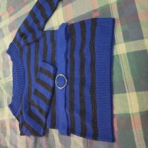 New Directions Blue and Black Sparkly Sweater